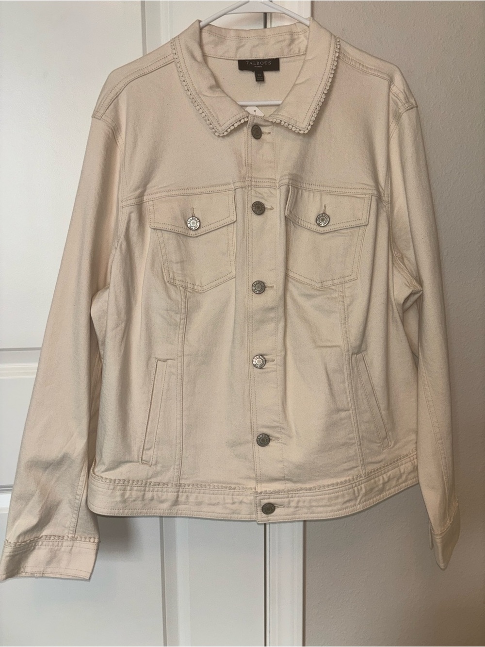 Talbots Cream Jean Jacket with Button-Front